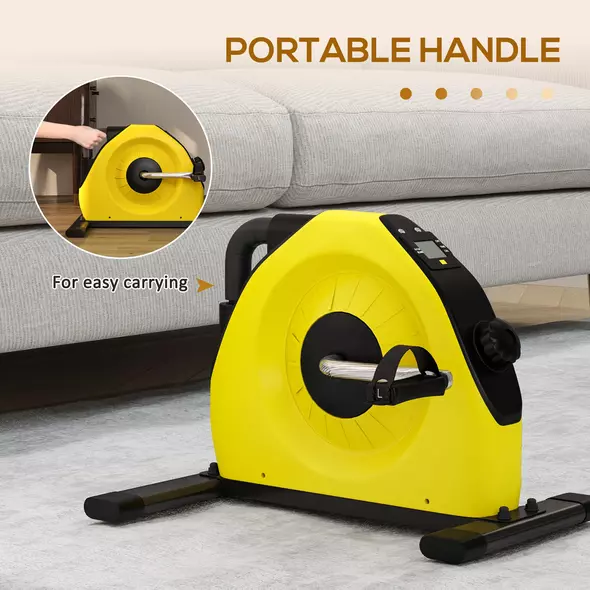 SPORTNOW Mini Exercise Bike, Portable Pedal Exerciser with LCD Display for Legs, Arms, Rehabilitation, Therapy, Yellow - 6