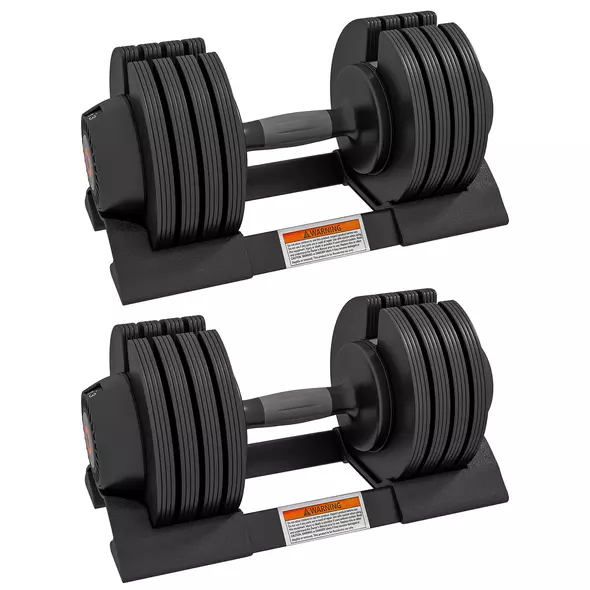 SPORTNOW 2 x 24KG Adjustable Dumbbells Set, 4-in-1 Weights Set with Storage Tray and Non-Slip Handle, Home Gym Fitness Equipment, Black - 1