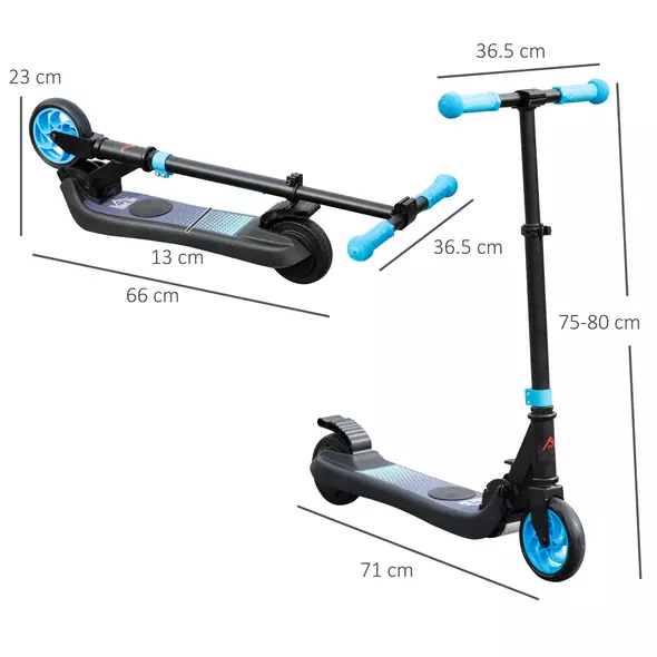 HOMCOM Folding Electric Scooter with Brake, for Ages 6+ Years, 8km/h Maximum Speed, Blue - 3