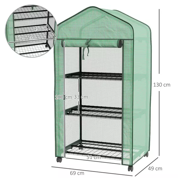 Outsunny Three-Tier Mini Greenhouse - Green - 3