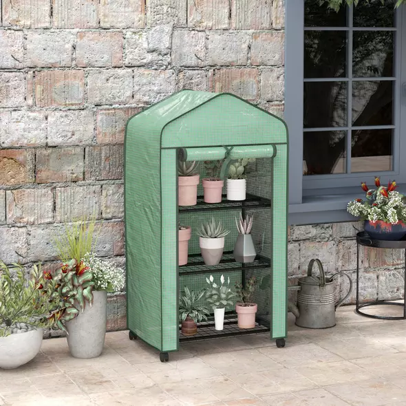 Outsunny Three-Tier Mini Greenhouse - Green - 2