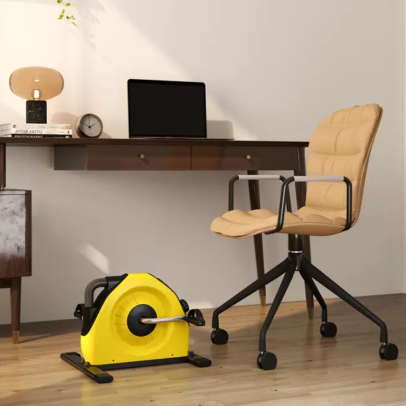 SPORTNOW Mini Exercise Bike, Portable Pedal Exerciser with LCD Display for Legs, Arms, Rehabilitation, Therapy, Yellow - 2