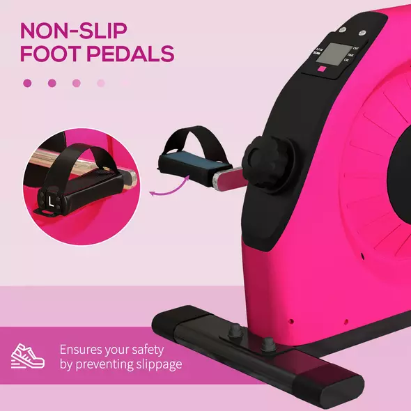 SPORTNOW Mini Exercise Bike, Portable Pedal Exerciser with LCD Display for Legs, Arms, Rehabilitation, Therapy, Pink - 7