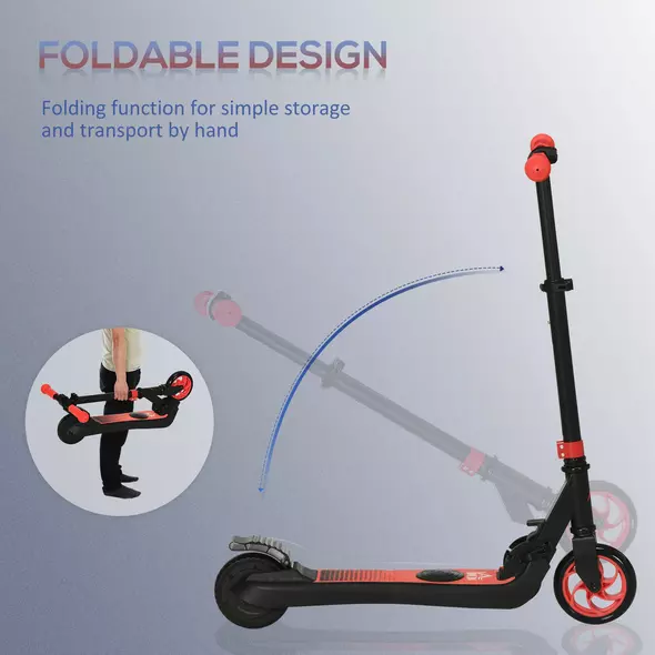 HOMCOM Folding Electric Scooter with Brake, for Ages 6+ Years, 8km/h Maximum Speed, Red - 7