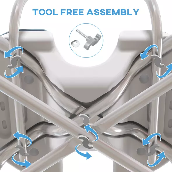 HOMCOM Aluminium Shower Chair, with Padded Seat - Light Blue - 9