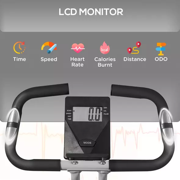 SPORTNOW Folding and Quiet Exercise Bike with 8-Level Magnetic Resistance and Heart Rate Sensor, for Home Gym, Black and Grey - 4