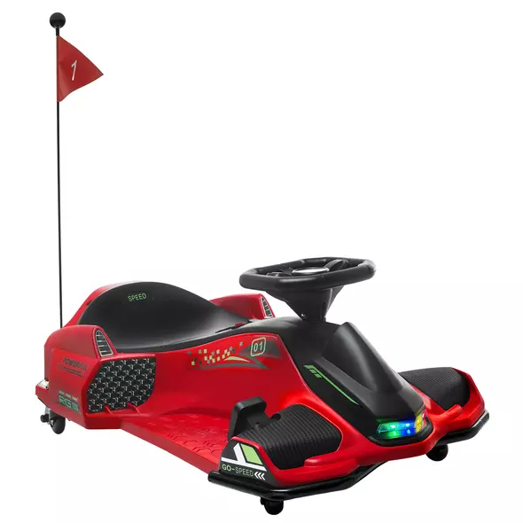 HOMCOM 12V Kids Electric Go Kart with Music, LED Lights, Slow Start, Red - 1