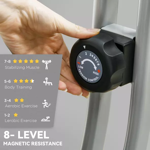 SPORTNOW Folding and Quiet Exercise Bike with 8-Level Magnetic Resistance and Heart Rate Sensor, for Home Gym, Black and Grey - 5