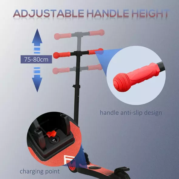 HOMCOM Folding Electric Scooter with Brake, for Ages 6+ Years, 8km/h Maximum Speed, Red - 6