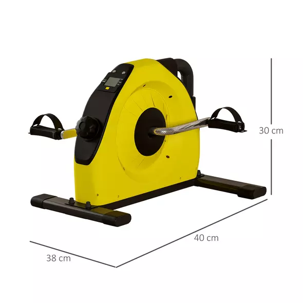 SPORTNOW Mini Exercise Bike, Portable Pedal Exerciser with LCD Display for Legs, Arms, Rehabilitation, Therapy, Yellow - 3