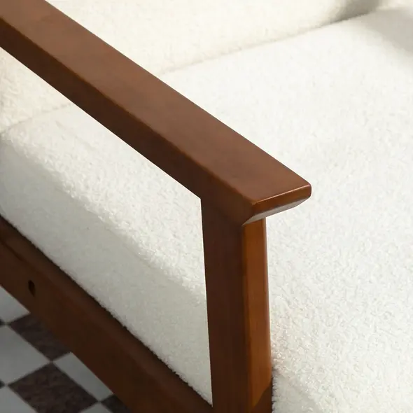 HOMCOM Boucle Seat Mid Century Accent Chair - White - 9