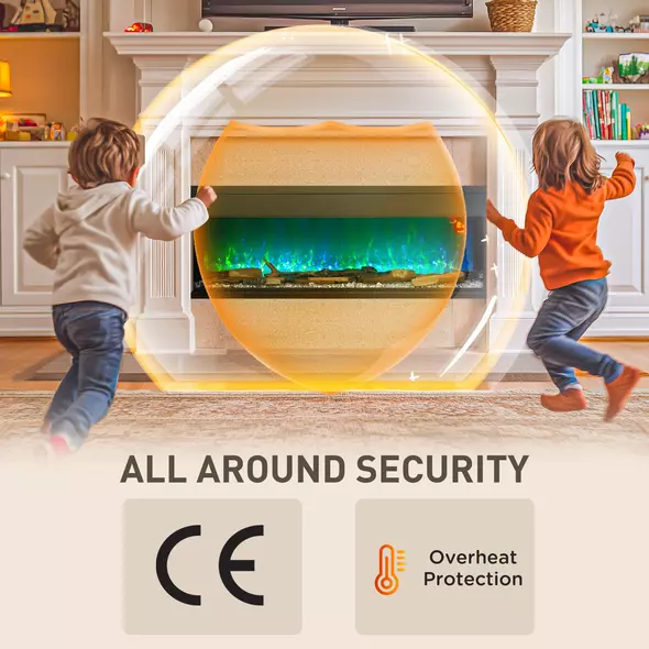 HOMCOM 1800W 15-40℃ Adjustable Flame Glass Panel Convector Heater, 127cm - 7