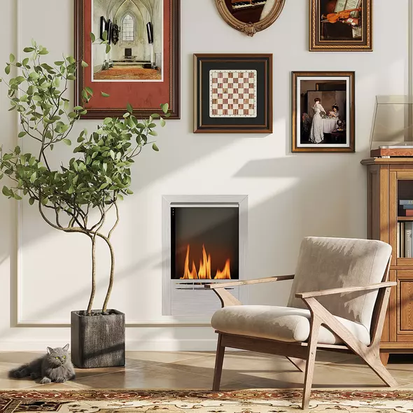 HOMCOM Stainless Steel Bioethanol Fire - Silver Tone - 2