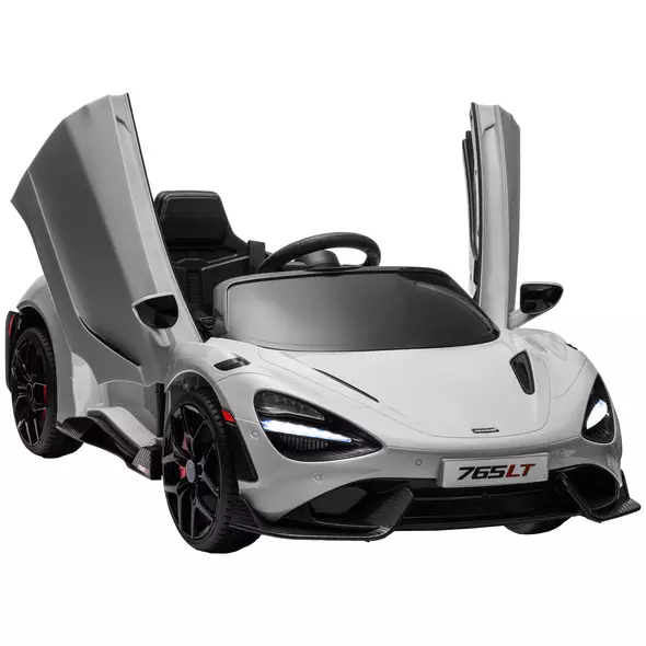AIYAPLAY McLaren 765LT Licensed 12V Kids Electric Ride on Car with Butterfly Doors, Remote Control, Transport Wheels, Grey - 1