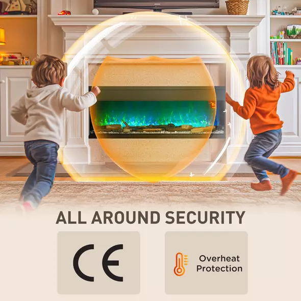 HOMCOM 1800W 15-40℃ Adjustable Flame Glass Panel Convector Heater, 152cm - 7