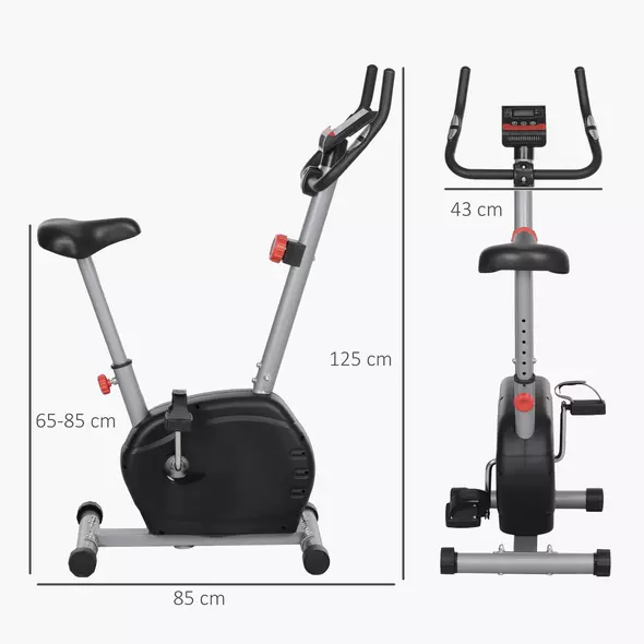 SPORTNOW Quiet Exercise Bike with 8-Level Magnetic Resistance and Heart Rate Sensor, for Home Gym, Grey and black - 3