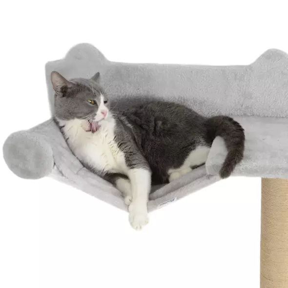 PawHut 4-Piece Cat Shelves w/ Scratching Post, Steps, Jumping Platform, Ladder, Toy Balls, for Indoor Cats, Light Grey - 8