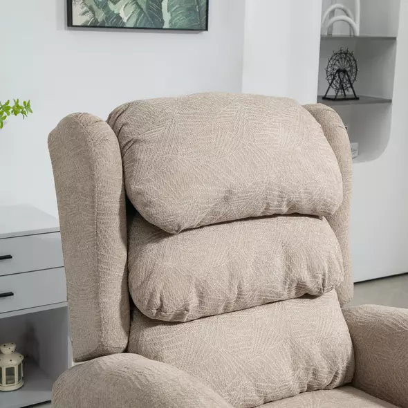 HOMCOM Velvet-Feel Electric Riser Recliner Chair - Khaki - 8