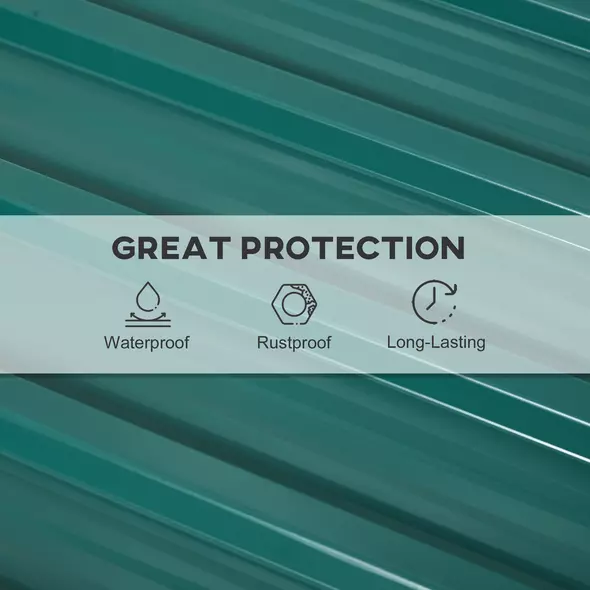 Outsunny Set of 12 Corrugated Steel Roof Sheet Panels - Green - 6