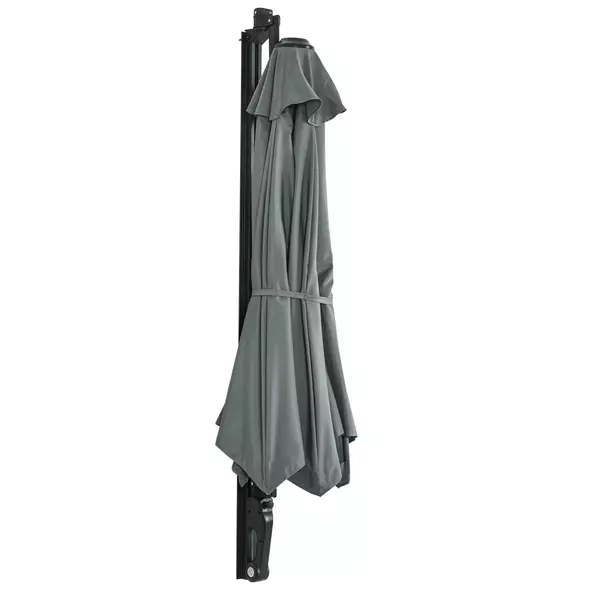 Outsunny 2.5m Wall Mounted Parasol, Hand to Push Outdoor Patio Umbrella with 180 Degree Rotatable Canopy for Porch, Deck, Garden, 250 cm, Grey - 7