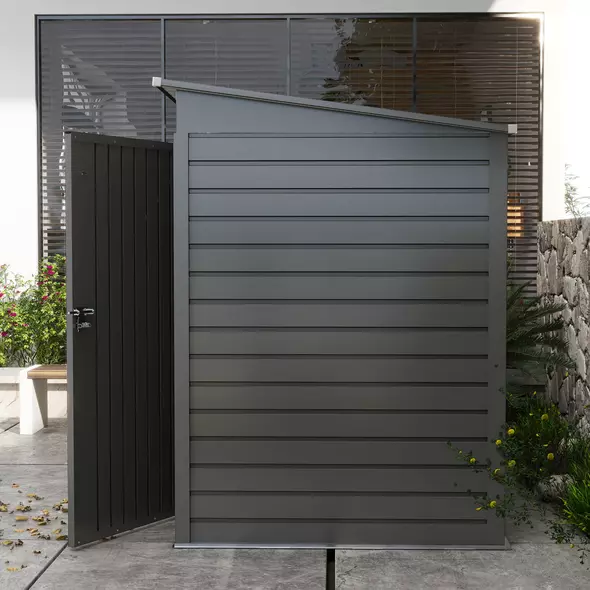 Outsunny 4 x 6ft Galvanised Metal Garden Shed, with Locking Door - Grey - 8