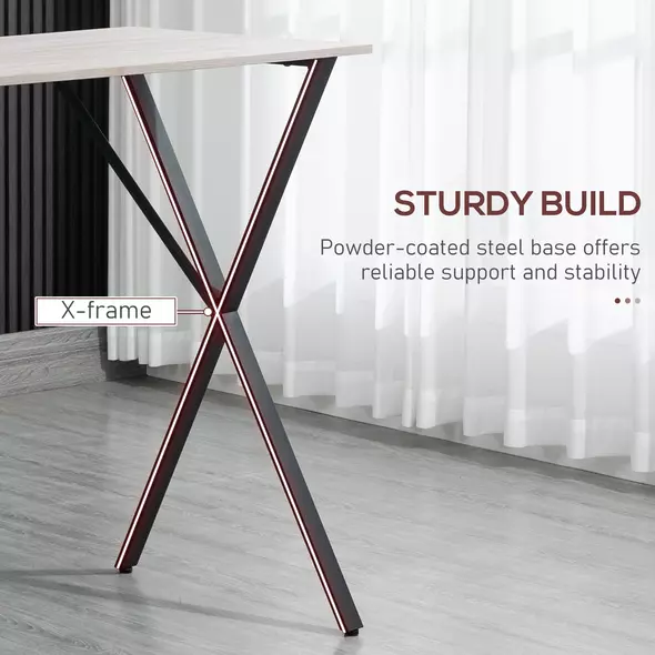 HOMCOM 120 cm Rectangular Bar Table for 4 People, Modern Breakfast Bar Table with Wood Effect Tabletop, Steel Legs, Coffee Desk for Living Room, White - 6