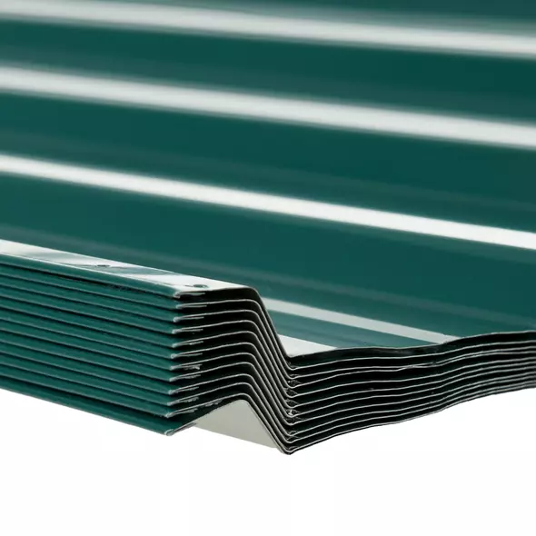 Outsunny Set of 12 Corrugated Steel Roof Sheet Panels - Green - 9