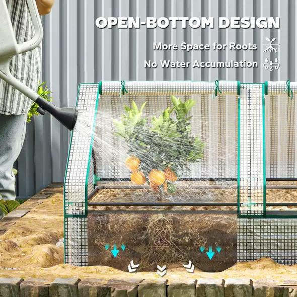 Outsunny Metal Planter Box with Cover, Raised Garden Bed with Greenhouse, for Herbs and Vegetables, White and Dark Grey - 6