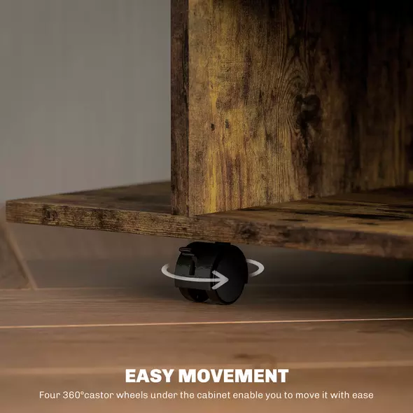 HOMCOM Modern TV Cabinet Stand Storage Shelves Table Mobile Bedroom Furniture Bookshelf Bookcase Rustic Brown - 5