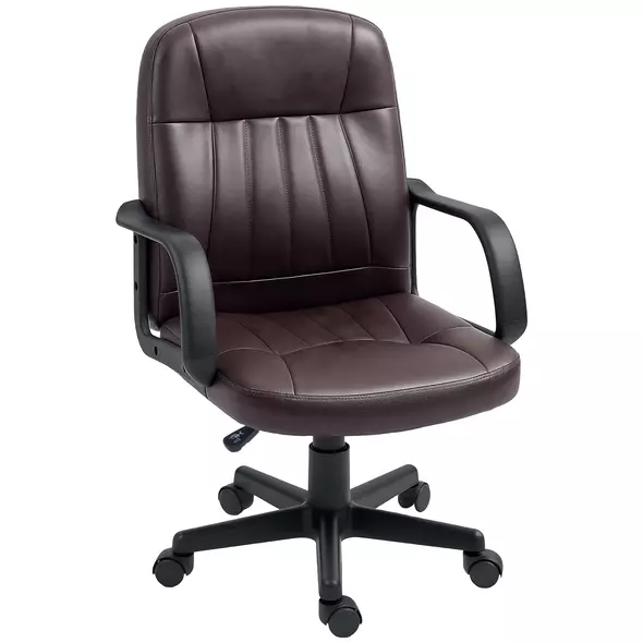 HOMCOM Swivel Executive Chair PU Leather Computer Desk Chair, Dark Brown - 1