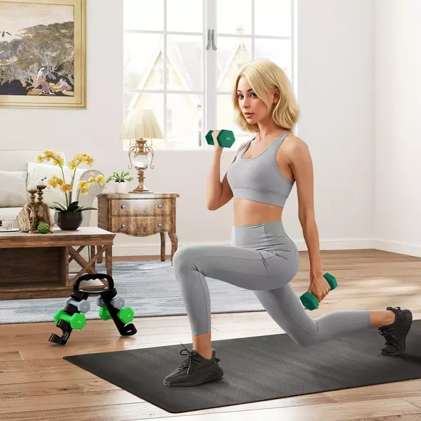 SPORTNOW Dumbbells Set with Storage Rack, 2 x 1kg, 2 x 2kg, 2 x 3kg, Grey - 2