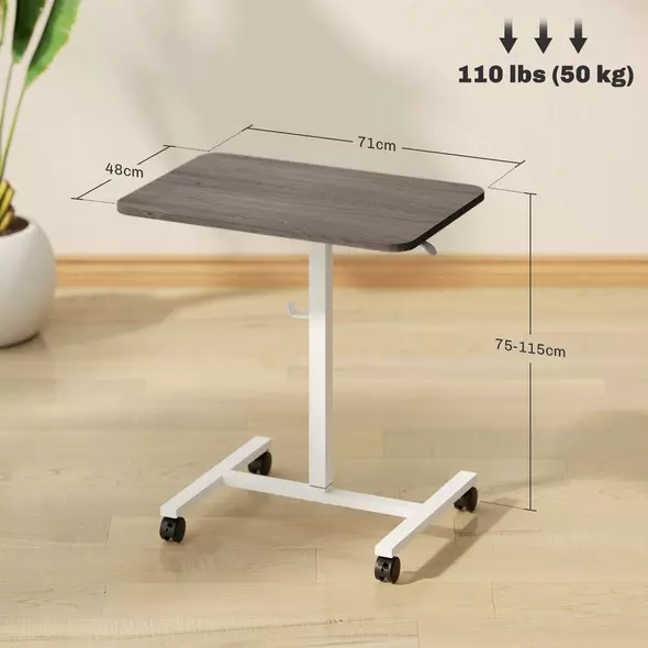 HOMCOM 75-115cm Manual Adjustable Sit-To-Stand Desk - White/Grey - 3