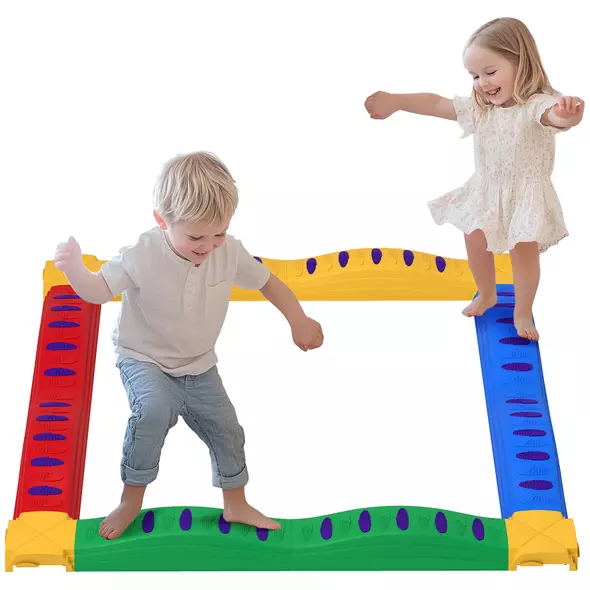 AIYAPLAY 12-Piece Kids Balance Beam Stepping Stones, with Non-Slip Foot Pads, Multicoloured - 1