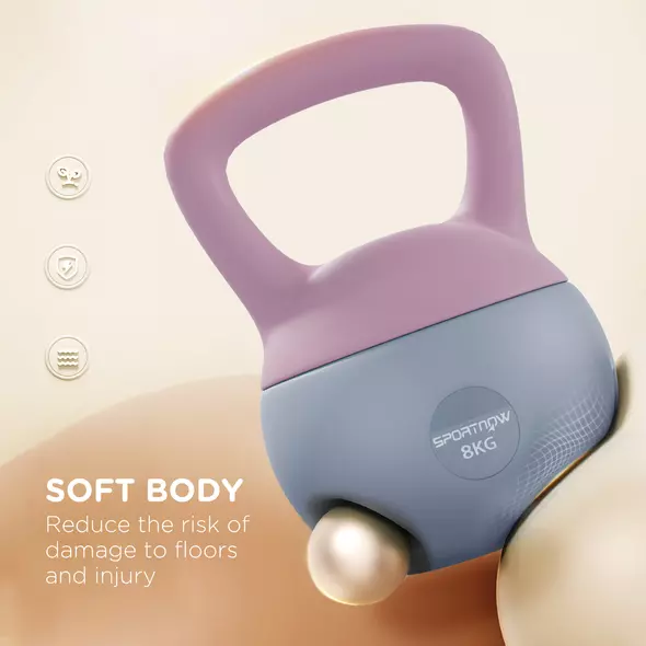 SPORTNOW 8KG Soft Kettlebell, Kettlebell with Non-Slip Handle for Home Gym, Weight Lifting, Strength Training, Purple/Grey - 4