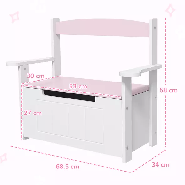 AIYAPLAY 2-in-1 Toy Box for Kids with Lid for Bedroom, Nursery, Playroom, Pink - 3