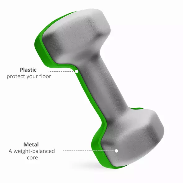 SPORTNOW Dumbbells Set with Storage Rack, 2 x 1kg, 2 x 2kg, 2 x 3kg, Grey - 6