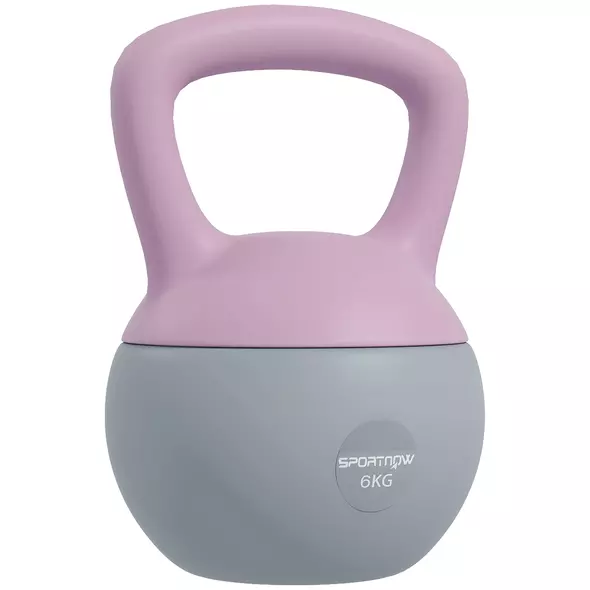 SPORTNOW 6KG Soft Kettlebell, Kettle Bell with Non-Slip Handle for Home Gym, Weight Lifting, Strength Training, Purple/Grey - 1