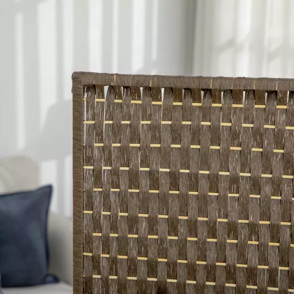 HOMCOM 4-Panel Room Dividers with Shelves, Wave Fibre Freestanding Folding Privacy Screen Panels, Partition Wall Divider for Indoor Bedroom Office, 180 cm, Brown - 7