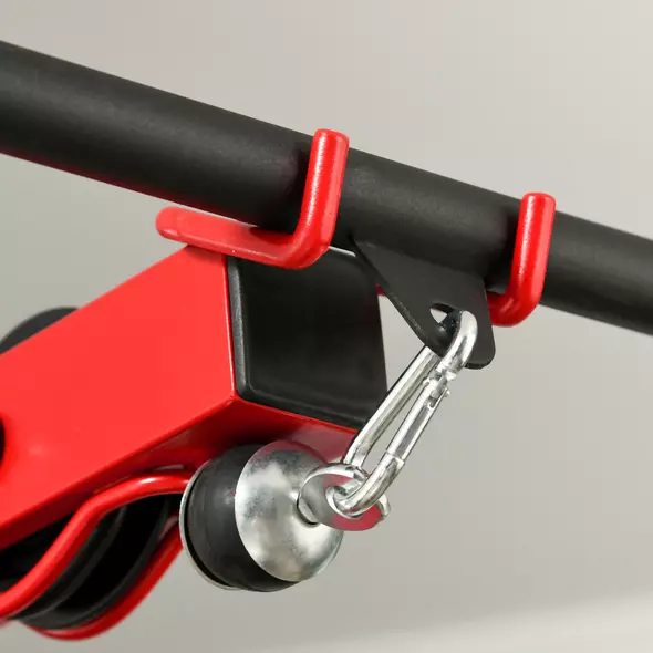 SPORTNOW Pull Up Station, Power Cage with Adjustable Seat, for Home Gym - Red - 8