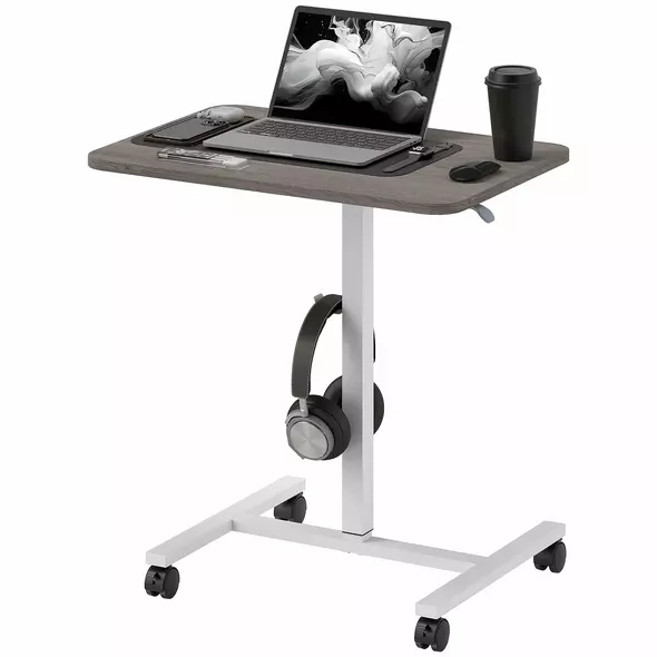 HOMCOM 75-115cm Manual Adjustable Sit-To-Stand Desk - White/Grey - 1