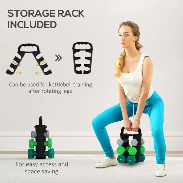 SPORTNOW Dumbbells Set with Storage Rack, 2 x 1kg, 2 x 2kg, 2 x 3kg, Grey - 5