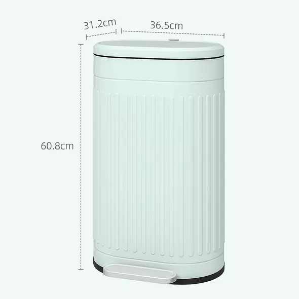 HOMCOM 30L Metal Kitchen Bin, with Soft-Close Lid - Light Green - 3