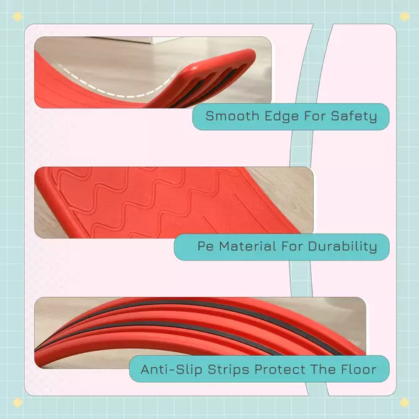 ZONEKIZ Balance Board Kids Wobble Board, Sensory Training Rocking Toy for Children, Nursery Toy, for Ages 3-6 Years, 82 x 27.5 x 19.5cm - Red - 6
