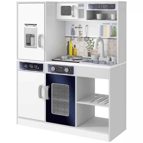 AIYAPLAY Pretend Play Toy Kitchen, Kids Kitchen Playset w/ Sounds, Lights, Running Water, Coffee Maker, Refrigerator - 1