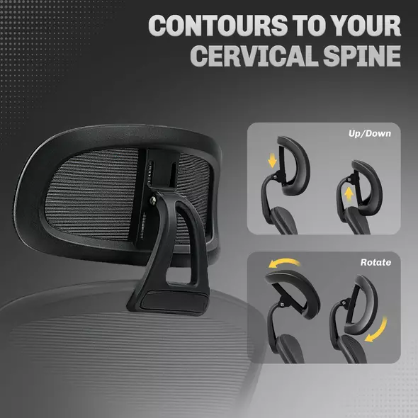 HOMCOM Ergonomic Office Chair, Mesh High Back Desk Chair with Adjustable Lumbar Support and Headrest, Footrest, Reclining Executive Swivel Computer Chair for Home Study, Black - 6