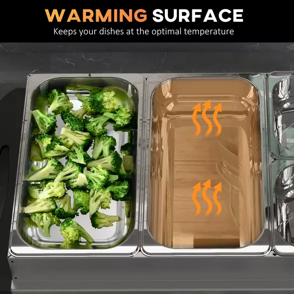 HOMCOM 4 Tray Electric Food Warmer Buffet Server with Warming Plate, Cool Touch Handles, Adjustable Temperature, 300W, 2 x 2.4L and 2 x 1L Pans - 5