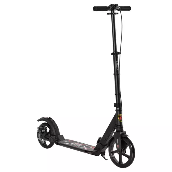 HOMCOM Kick Scooter, Folding 2 Wheel Scooter with Dual Brake System, Dual Suspension, 230mm Big Wheels and 3 Adjustable Handlebar, for 14+ Teens Adults, up to 100KG, Black - 1
