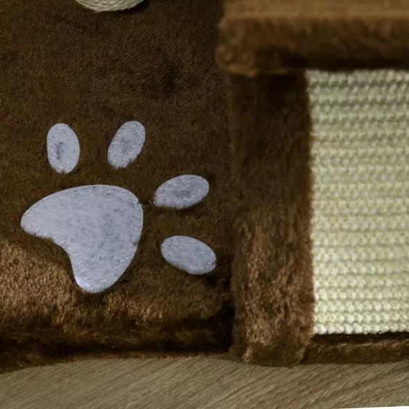PawHut Cat Tree, Cat Tower for Kittens with Rotatable Top Bar, Sisal Scratching Post, Tunnel, Dangling Balls - Brown - 9