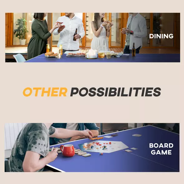 SPORTNOW 9FT Folding Table Tennis Table with Four Wheels, for Indoor Use, Blue - 8