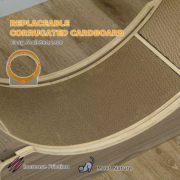 PawHut Cat Wheel with Brake, Scratching Pads - Walnut Brown - 7